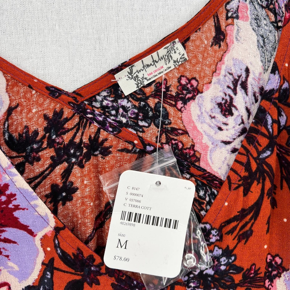 FREE PEOPLE Dress Womens Medium Purple Lauria Slip Mini Floral Print Rust NWT - Picture 11 of 16